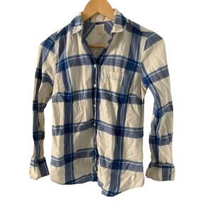 J Crew Womens Blue & White Plaid Boy fit Long Sleeve Button Down 100% Cotton XXS